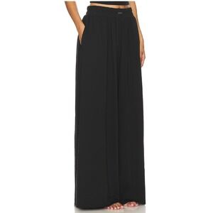 Lunya Organic Pima Wide Leg Black Sleep Pants Loungewear Casual Comfy Size XS